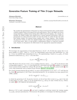 Generative Feature Training of Thin 2-Layer Networks
