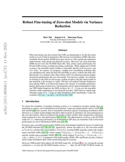Robust Fine-tuning of Zero-shot Models via Variance Reduction