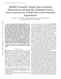 SIESEF-FusionNet: Spatial Inter-correlation Enhancement and
  Spatially-Embedded Feature Fusion Network for LiDAR Point Cloud Semantic
  Segmentation