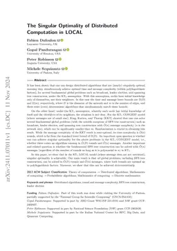 The Singular Optimality of Distributed Computation in LOCAL