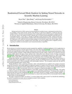 Randomized Forward Mode Gradient for Spiking Neural Networks in
  Scientific Machine Learning