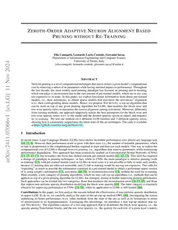 Zeroth-Order Adaptive Neuron Alignment Based Pruning without Re-Training