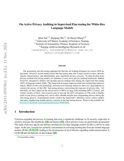 On Active Privacy Auditing in Supervised Fine-tuning for White-Box
  Language Models