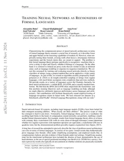 Training Neural Networks as Recognizers of Formal Languages