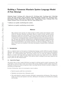 Building a Taiwanese Mandarin Spoken Language Model: A First Attempt