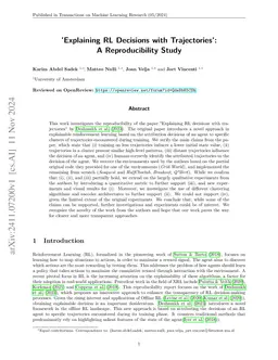 Éxplaining RL Decisions with Trajectories': A Reproducibility Study