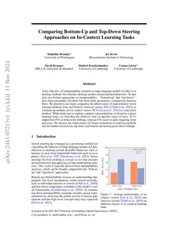 Comparing Bottom-Up and Top-Down Steering Approaches on In-Context
  Learning Tasks