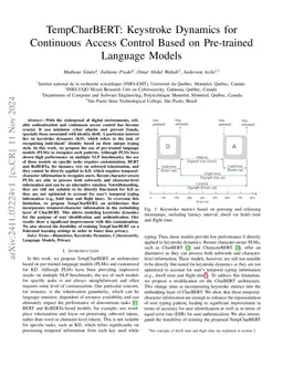 TempCharBERT: Keystroke Dynamics for Continuous Access Control Based on
  Pre-trained Language Models