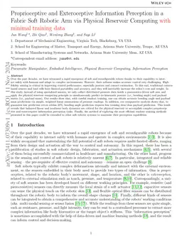 Proprioceptive and Exteroceptive Information Perception in a Fabric Soft
  Robotic Arm via Physical Reservoir Computing with minimal training data