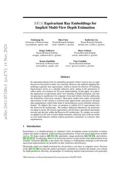 $SE(3)$ Equivariant Ray Embeddings for Implicit Multi-View Depth
  Estimation