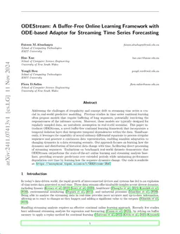 ODEStream: A Buffer-Free Online Learning Framework with ODE-based Adaptor for Streaming Time Series Forecasting
