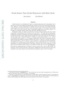 Nearly-Linear Time Seeded Extractors with Short Seeds