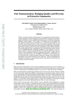 Fair Summarization: Bridging Quality and Diversity in Extractive Summaries