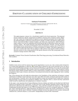 Emotion Classification of Children Expressions