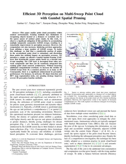 Efficient 3D Perception on Multi-Sweep Point Cloud with Gumbel Spatial Pruning