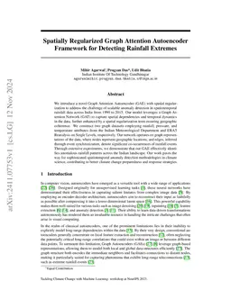 Spatially Regularized Graph Attention Autoencoder Framework for
  Detecting Rainfall Extremes