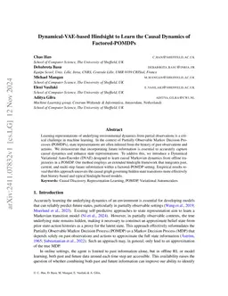 Dynamical-VAE-based Hindsight to Learn the Causal Dynamics of
  Factored-POMDPs