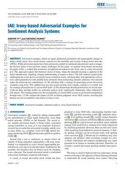 IAE: Irony-based Adversarial Examples for Sentiment Analysis Systems