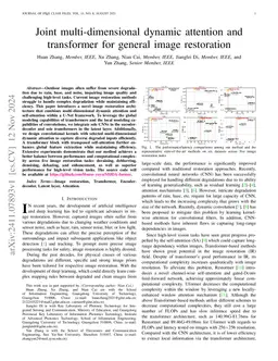 Joint multi-dimensional dynamic attention and transformer for general image restoration