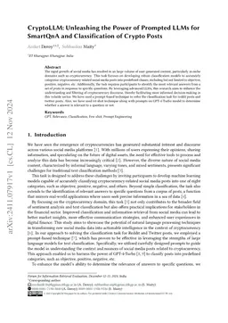 CryptoLLM: Unleashing the Power of Prompted LLMs for SmartQnA and Classification of Crypto Posts