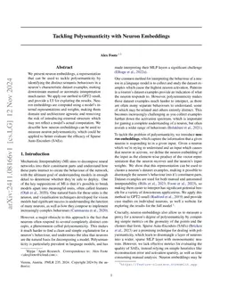 Tackling Polysemanticity with Neuron Embeddings