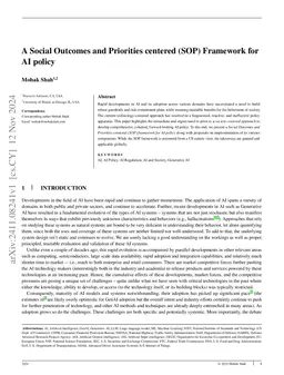 A Social Outcomes and Priorities centered (SOP) Framework for AI policy