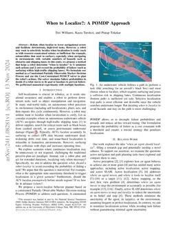 When to Localize? A POMDP Approach