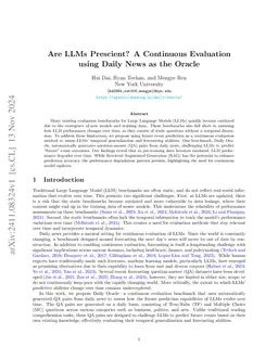 Are LLMs Prescient? A Continuous Evaluation using Daily News as the Oracle