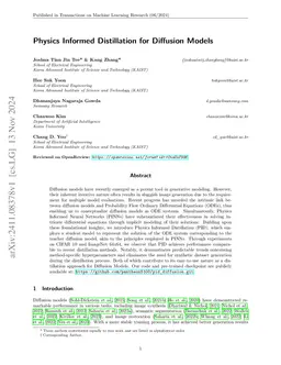 Physics Informed Distillation for Diffusion Models