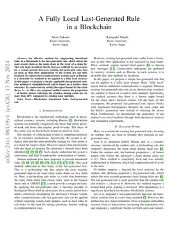 A Fully Local Last-Generated Rule in a Blockchain