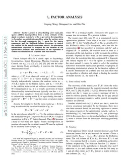 $\ell_0$ factor analysis