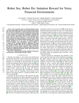 Robot See, Robot Do: Imitation Reward for Noisy Financial Environments