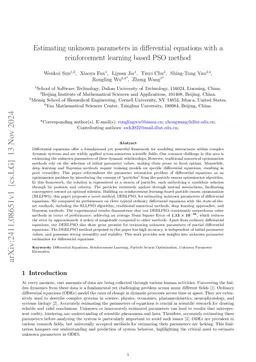 Estimating unknown parameters in differential equations with a
  reinforcement learning based PSO method