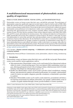 A multidimensional measurement of photorealistic avatar quality of experience