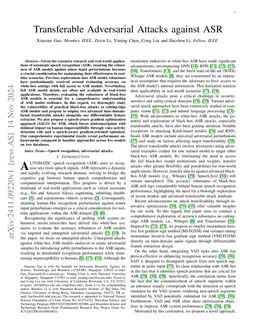 Transferable Adversarial Attacks against ASR