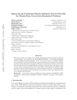 Improving hp-Variational Physics-Informed Neural Networks for
  Steady-State Convection-Dominated Problems