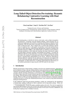 Long-Tailed Object Detection Pre-training: Dynamic Rebalancing
  Contrastive Learning with Dual Reconstruction