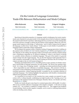 On the Limits of Language Generation: Trade-Offs Between Hallucination and Mode Collapse