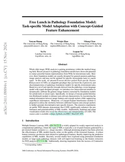 Free Lunch in Pathology Foundation Model: Task-specific Model Adaptation
  with Concept-Guided Feature Enhancement