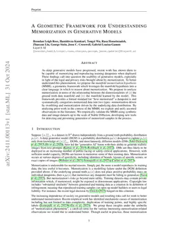 A Geometric Framework for Understanding Memorization in Generative Models