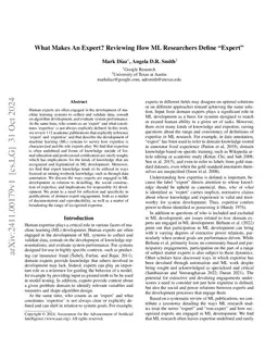 What Makes An Expert? Reviewing How ML Researchers Define "Expert"