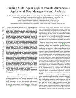 Building Multi-Agent Copilot towards Autonomous Agricultural Data
  Management and Analysis