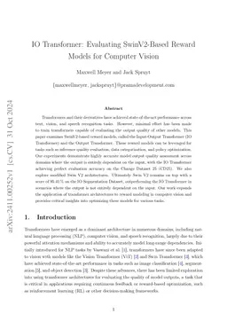 IO Transformer: Evaluating SwinV2-Based Reward Models for Computer
  Vision