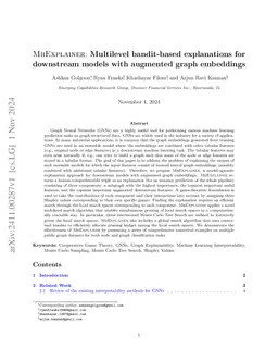 MBExplainer: Multilevel bandit-based explanations for downstream models
  with augmented graph embeddings