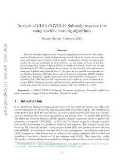 Analysis of ELSA COVID-19 Substudy response rate using machine learning
  algorithms