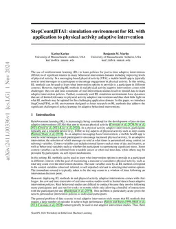 StepCountJITAI: simulation environment for RL with application to
  physical activity adaptive intervention