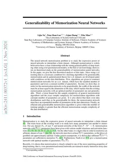 Generalizability of Memorization Neural Networks