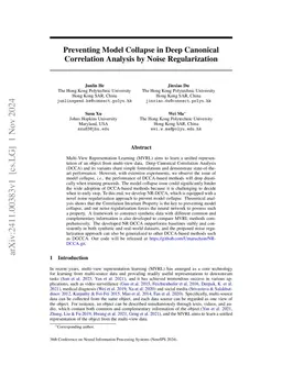 Preventing Model Collapse in Deep Canonical Correlation Analysis by
  Noise Regularization