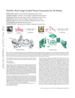 StyleTex: Style Image-Guided Texture Generation for 3D Models