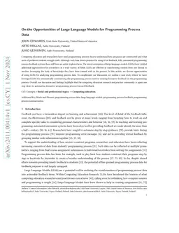 On the Opportunities of Large Language Models for Programming Process
  Data